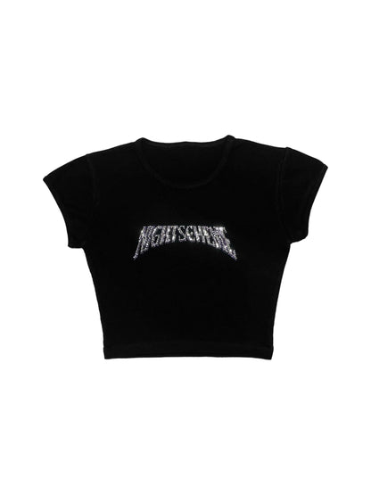 RHINESTONE LOGO CROP TOP
