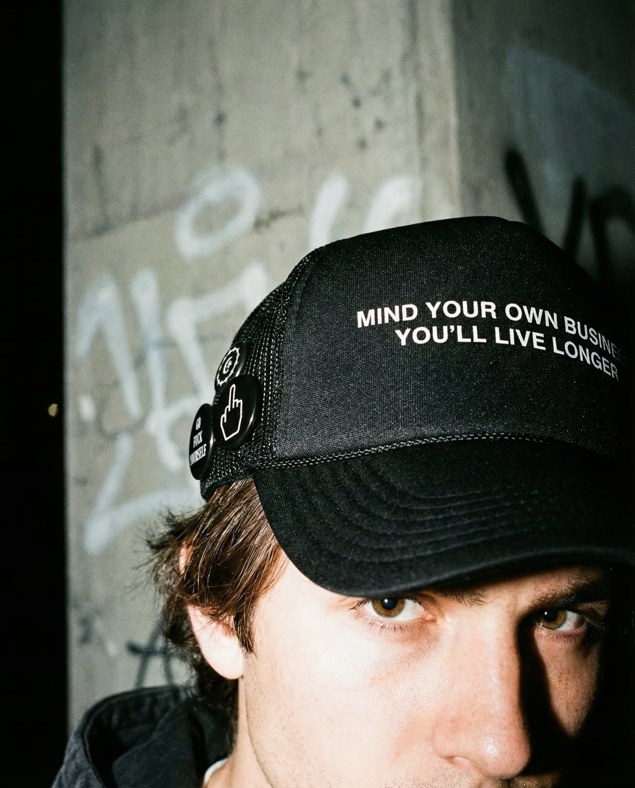 MIND YOUR OWN BUSINESS TRUCKER HAT